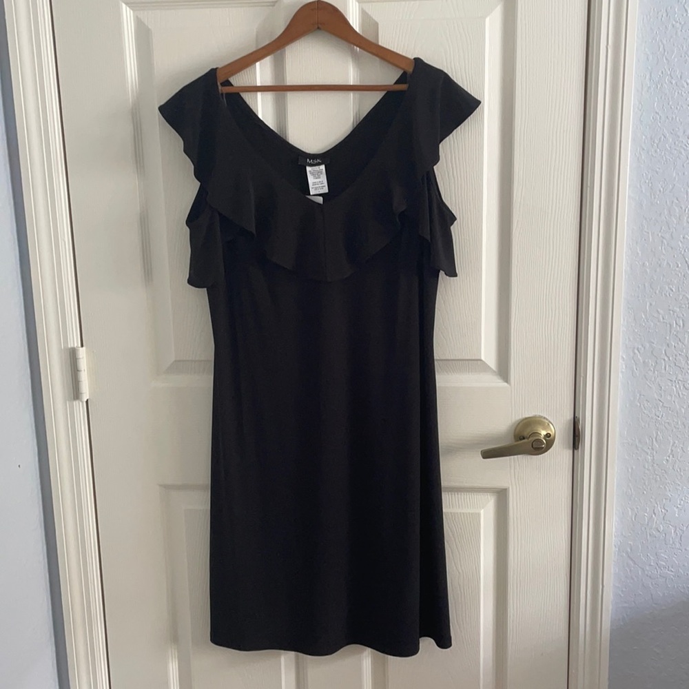 NWT MSK cold shoulder black dress